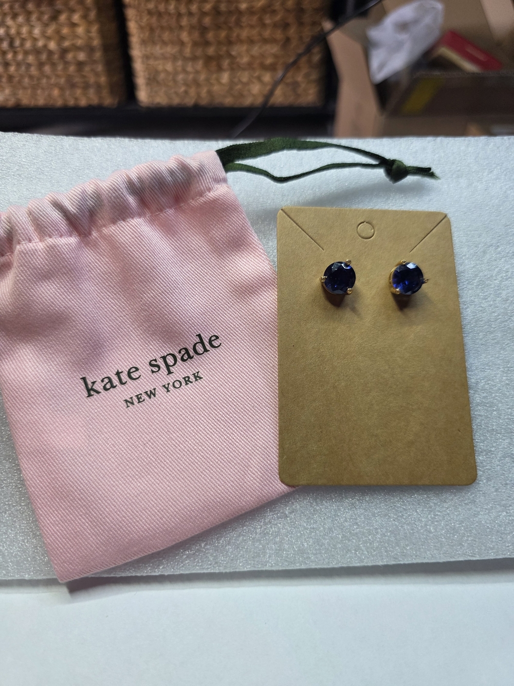 Kate Dpade Navy Crystal Stud Earrings